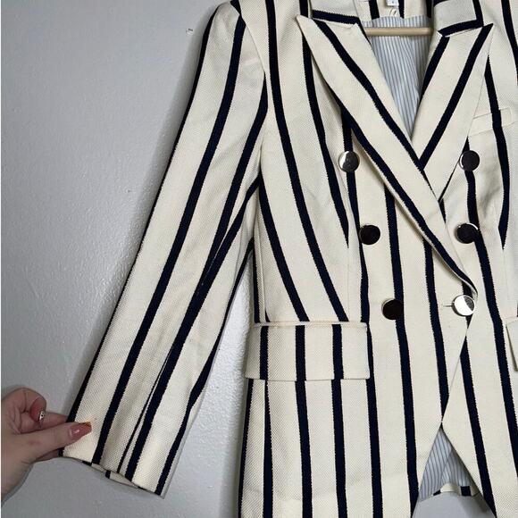 Veronica Beard Pinstripe Empire Dickey Jacket/Blazer White/Navy Size US 2 - Picture 4 of 11